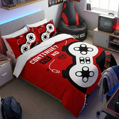Gaming Quilt Cover Set - Black/Red Controller - Throne Boss Australia