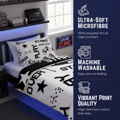 Gaming Quilt Cover Set - Black/White Reversible - Throne Boss Australia