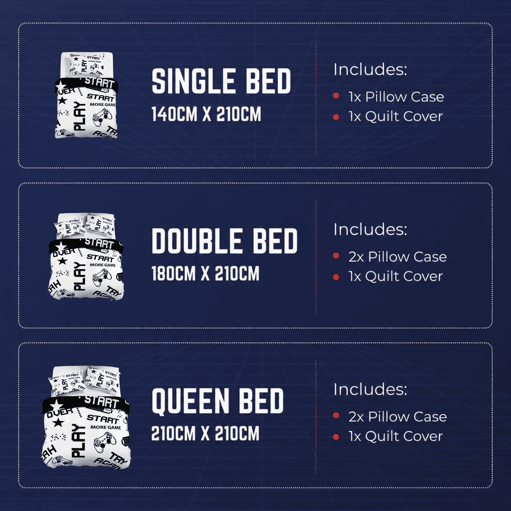 Gaming Quilt Cover Set - Black/White Reversible - Throne Boss Australia