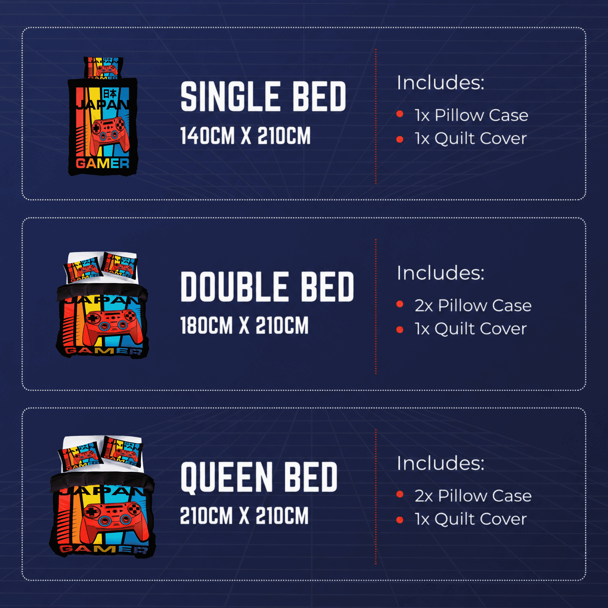 Gaming Quilt Cover Set - Japan Black - Throne Boss Australia