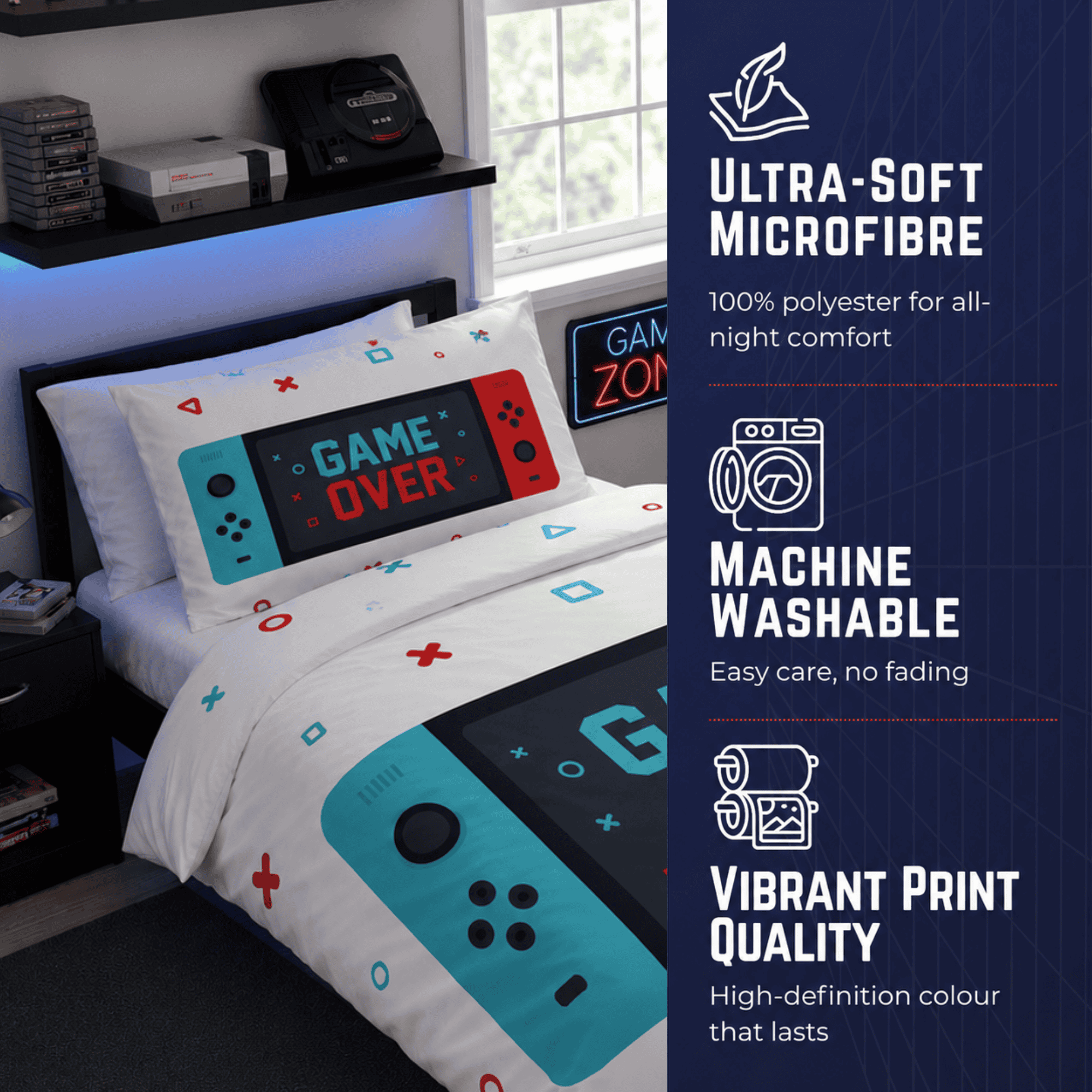 Gaming Quilt Cover Set - Switch Controller - Throne Boss Australia