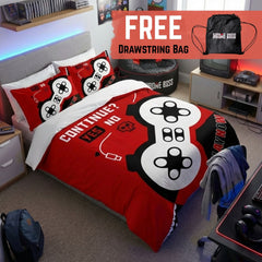 Gaming Quilt Cover Set - Black/Red Controller - Throne Boss Australia