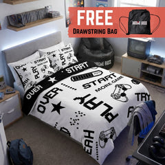 Gaming Quilt Cover Set - Black/White Reversible - Throne Boss Australia