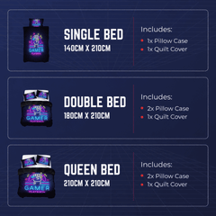 Gaming Quilt Cover Set - Neon Black - Throne Boss Australia